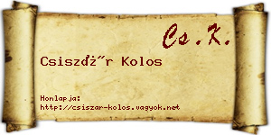 Csiszár Kolos névjegykártya